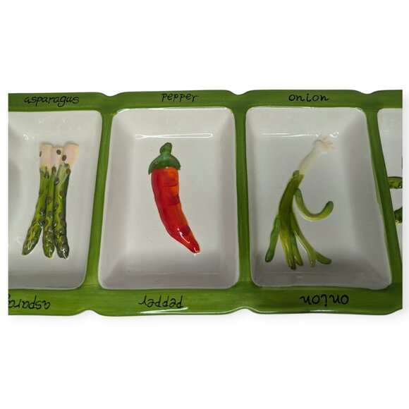 Certified International Judy Phipps Ceramic 4 Compartment Vegetable Platter - Picture 3 of 15